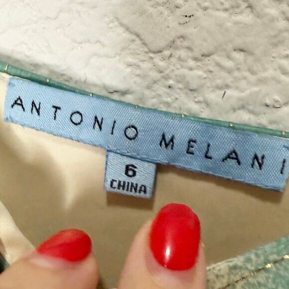 Antonio Melani Y2K Silk Fairy Ocean Sparkle Babydoll Empire Waist Mini Dress - Picture 8 of 9